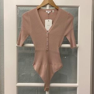 A.L.C. Toni Rib Knit Henley Bodysuit